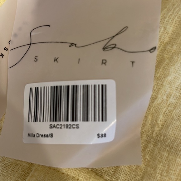 NWT Sabo Shirt Dress.  Small. Pale yellow with a tie in the back. - Picture 12 of 12